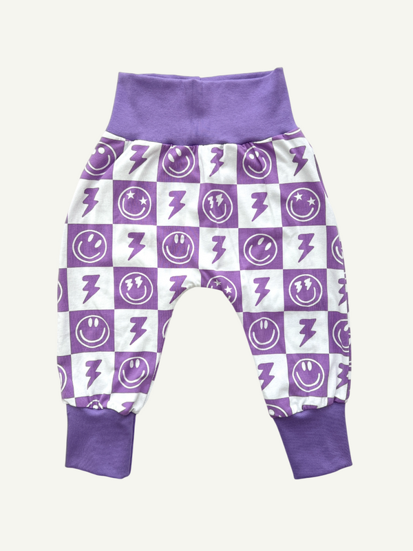 Purple Smiley Checkers Baby and Children's Harem Pants