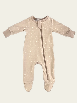 Cappuccino Dots Baby and Children's Zip Sleepsuit