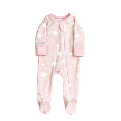Pink Stars Baby and Children's Zip Sleepsuit