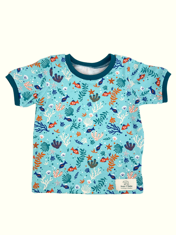 Aqua Sea Life Baby and Children's T-shirt