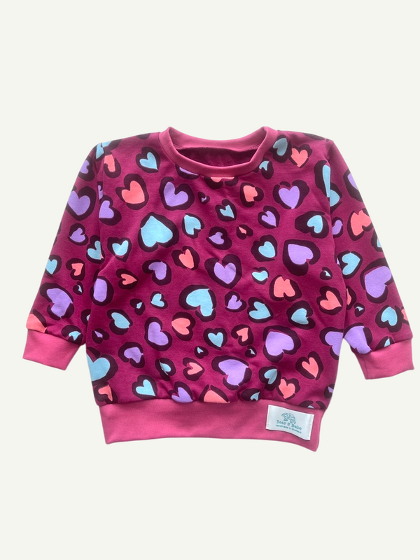 Leopard Print Hearts Baby and Children's Sweater