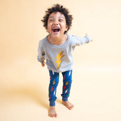 Navy Lightning Bolts Baby and Children's Leggings