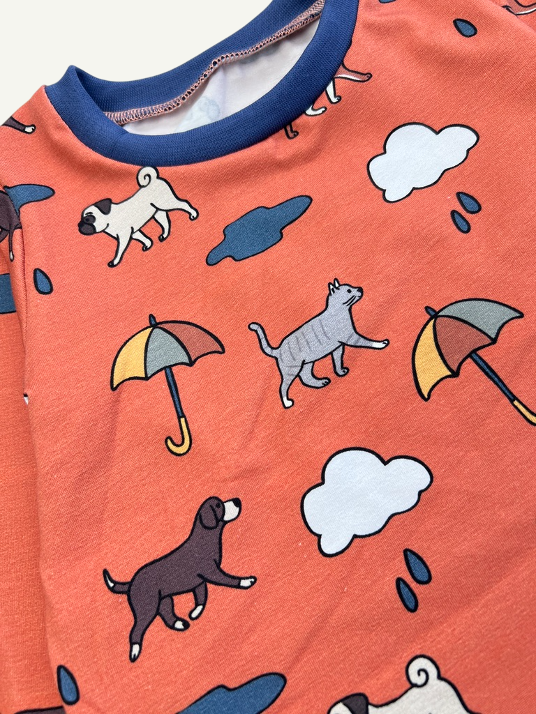 Orange Raining Cats & Dogs Baby and Children's Long Sleeved Tee