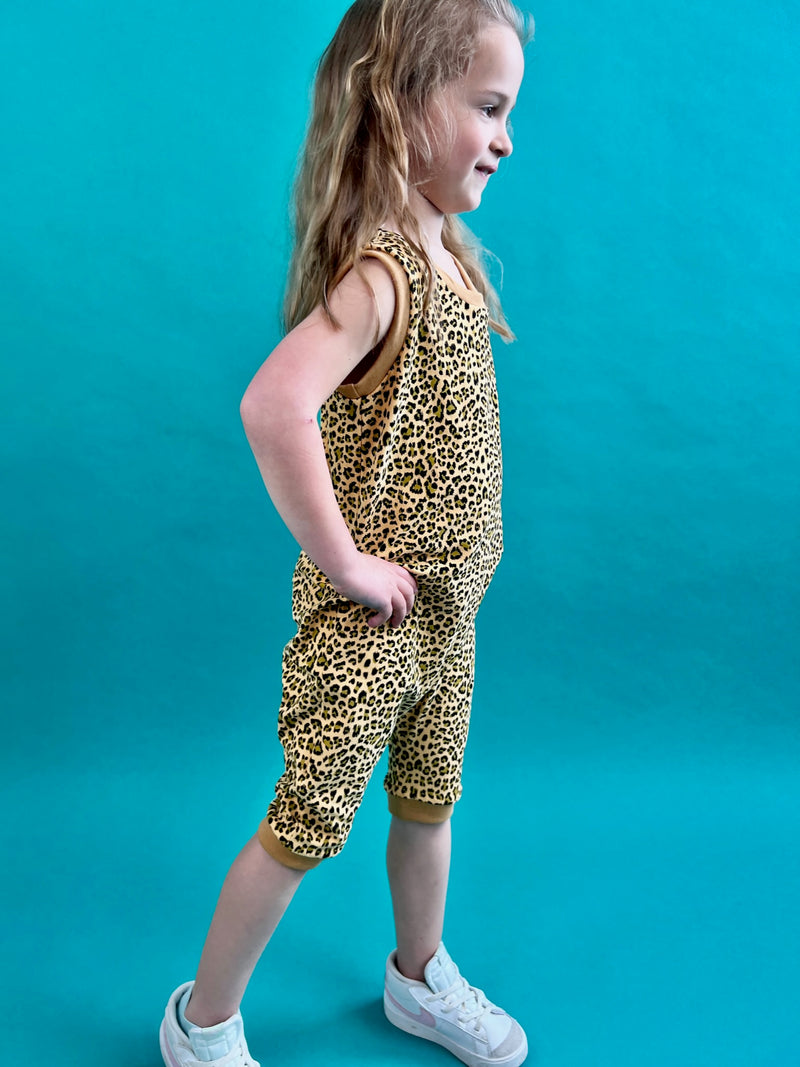 Yellow Leopard Print Baby and Children's Short Romper
