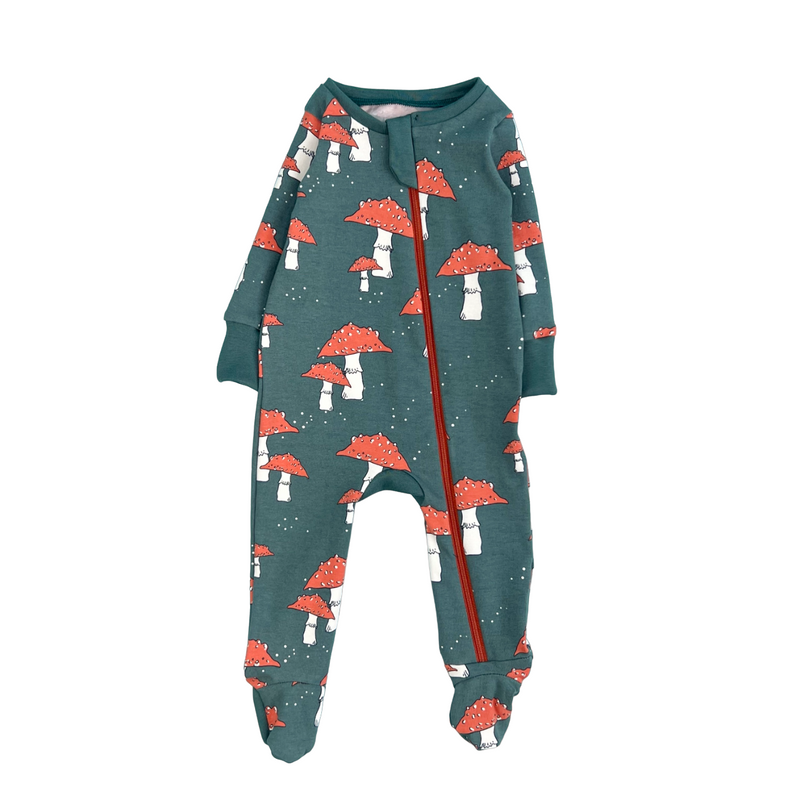 Pine Toadstools Baby and Children's Zip Sleepsuit