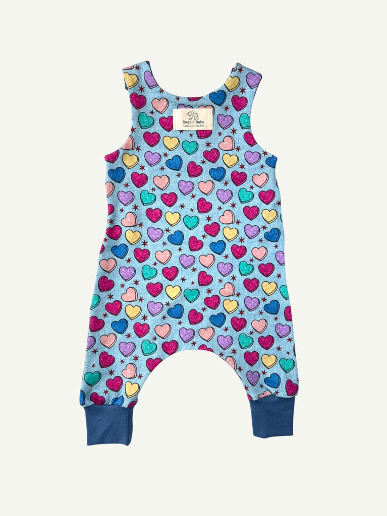 Denim Candy Hearts Baby and Children's Romper
