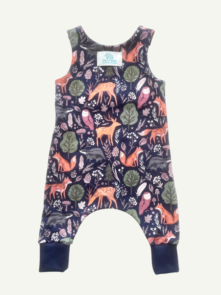 Navy Forest Animals Baby and Children's Romper