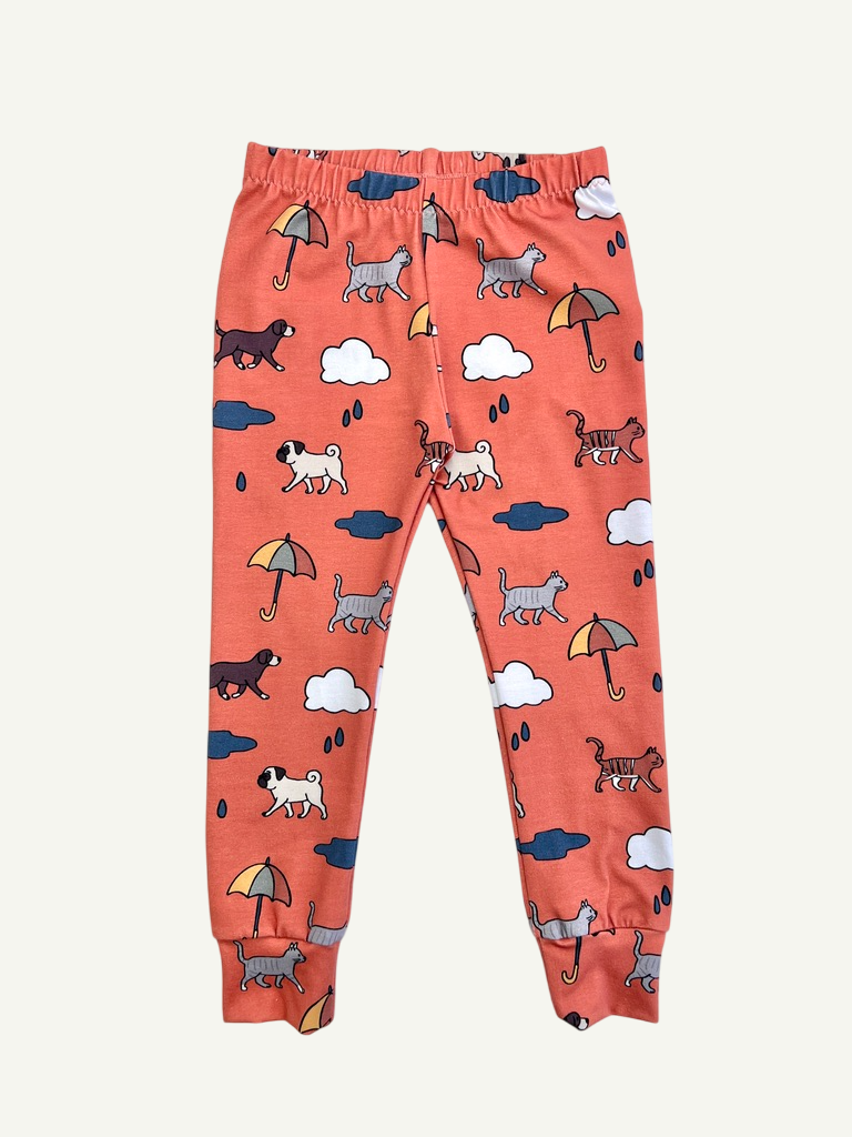 Orange Raining Cats & Dogs Baby and Children's Leggings