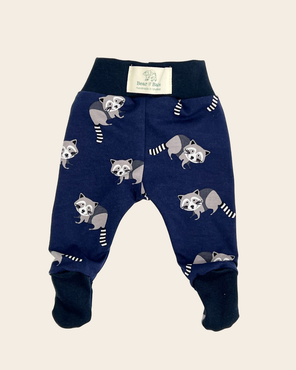 Navy Raccoons Baby and Children's Footed Leggings