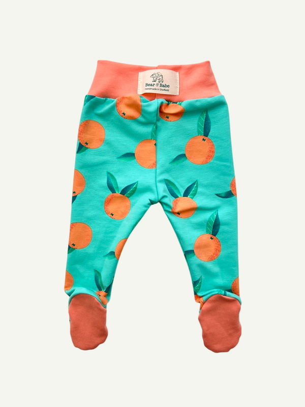 Mint Clementines Baby and Children's Footed Leggings