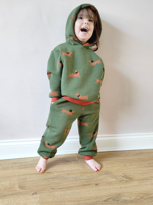 Green Sausage Dogs Baby and Children's Hoodie