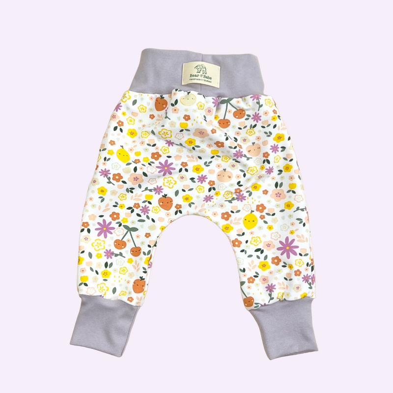 Cream Floral Fruits Baby and Children's Harem Pants