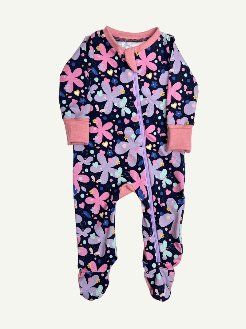 Midnight Luna Floral Baby and Children s Zip Sleepsuit