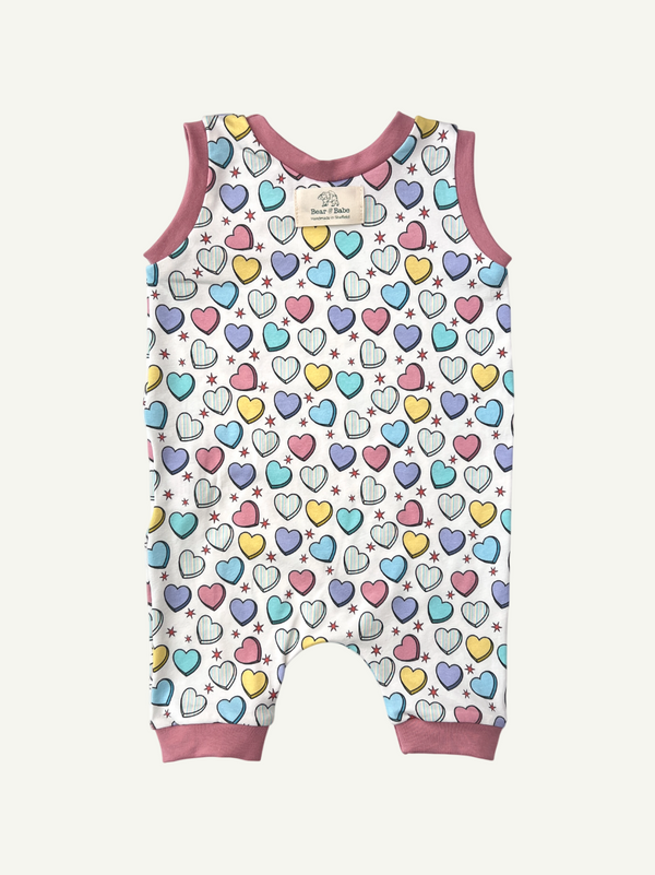 Cream Candy Hearts Baby and Children's Short Romper