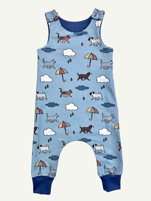 Blue Raining Cats & Dogs Baby and Children's Romper