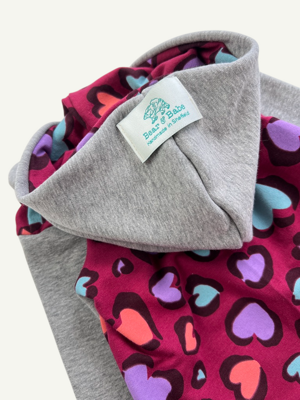 Leopard Print Hearts Baby and Children's Hooded Romper