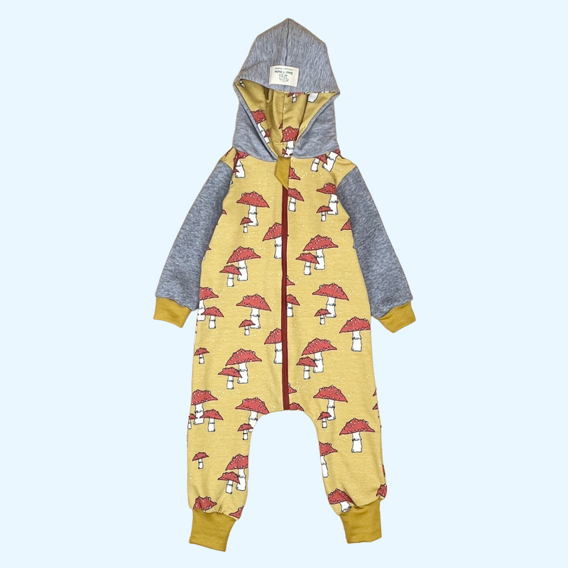 Ochre Toadstools Baby and Children's Hooded Romper