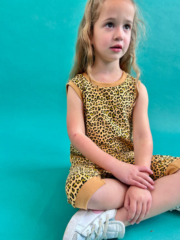 Yellow Leopard Print Baby and Children's Short Romper