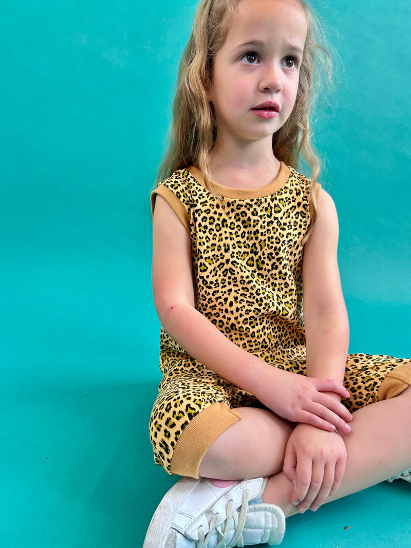 Yellow Leopard Print Baby and Children's Short Romper