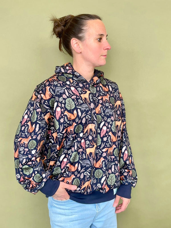 Navy Forest Animals Adult Hoodie