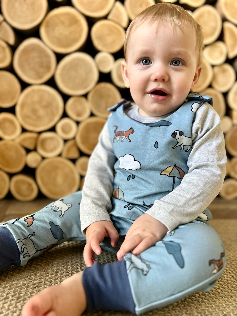 Blue Raining Cats & Dogs Baby and Children's Romper