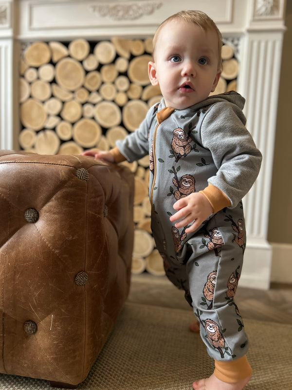 Green Sloths Baby and Children's Hooded Romper