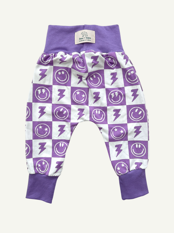 Purple Smiley Checkers Baby and Children's Harem Pants