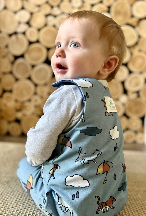 Blue Raining Cats & Dogs Baby and Children's Romper