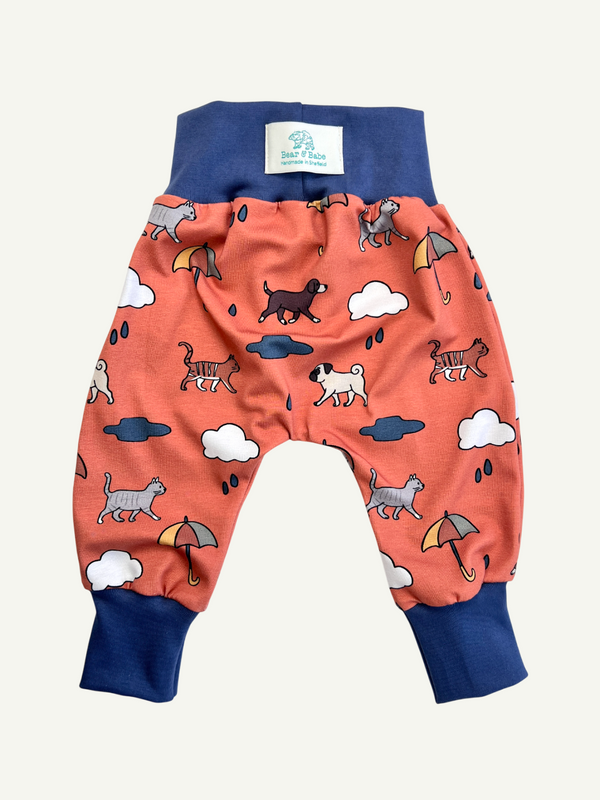 Orange Raining Cats & Dogs Baby and Children's Harem Pants