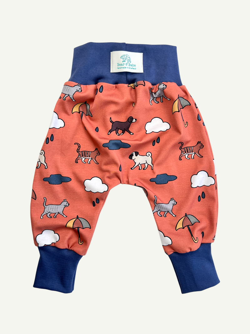 Orange Raining Cats & Dogs Baby and Children's Harem Pants