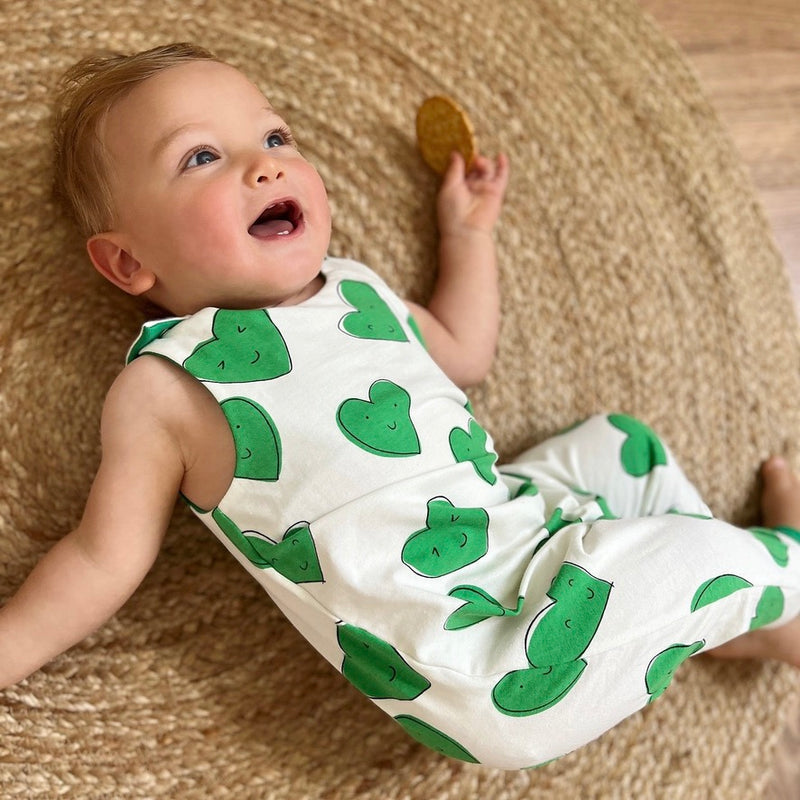 Green Happy Hearts Baby and Children's Romper