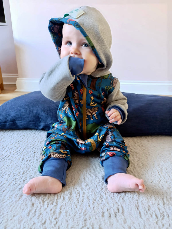 Blue Rainforest Baby and Children's Hooded Romper