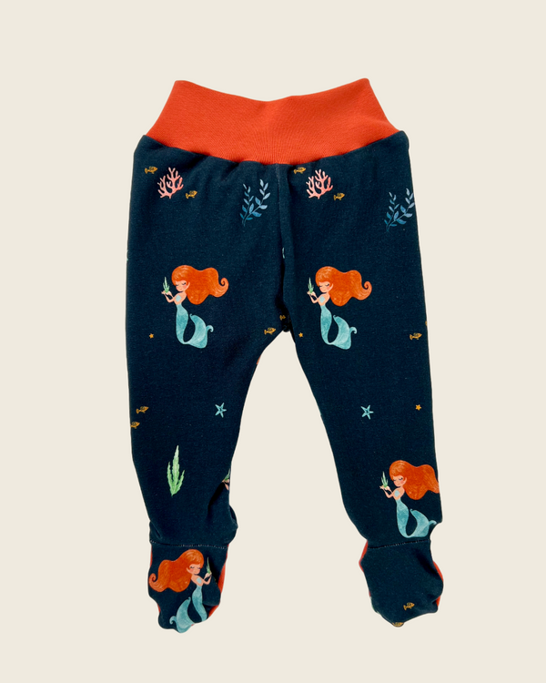 Navy Mermaids Baby and Children's Footed Leggings