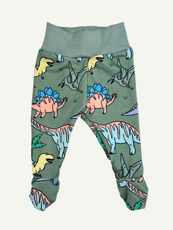 Green Dinosaurs Baby and Children's Footed Leggings
