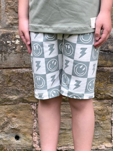 Sage Smiley Checkers Baby and Children's Shorts