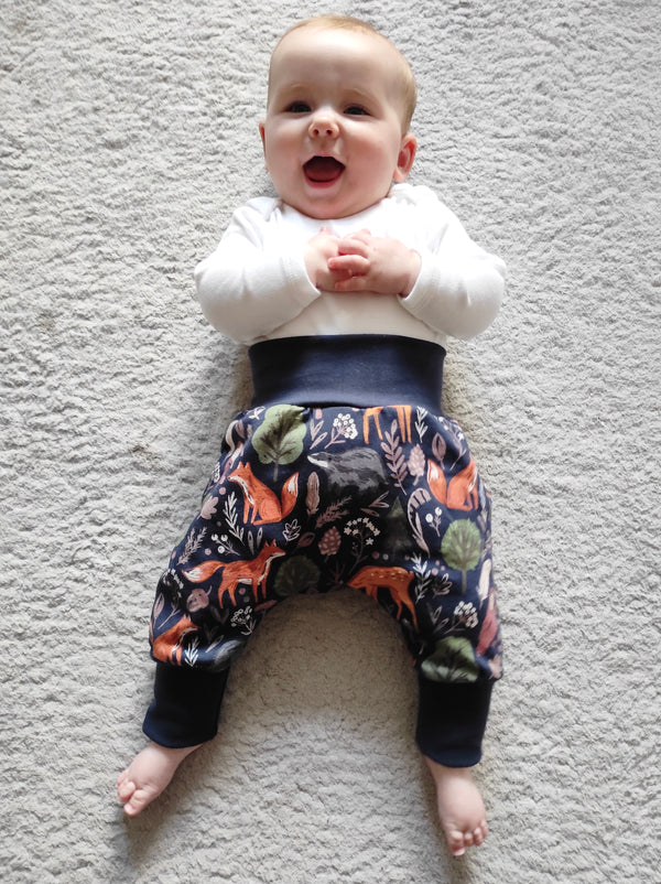 Navy Forest Animals Baby and Children's Harem Pants