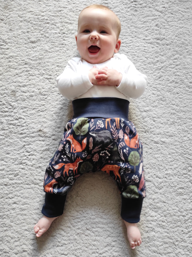 Navy Forest Animals Baby and Children's Harem Pants