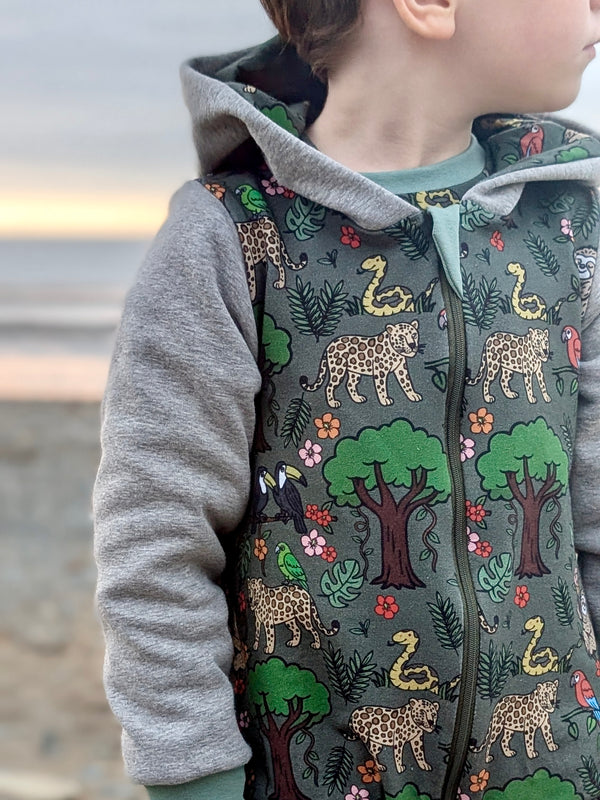 Green Rainforest Baby and Children's Hooded Romper