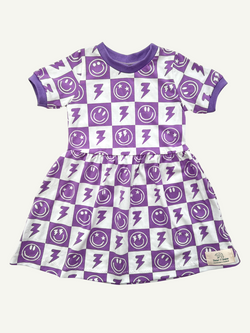 Purple Smiley Checkers Baby and Children's Dress