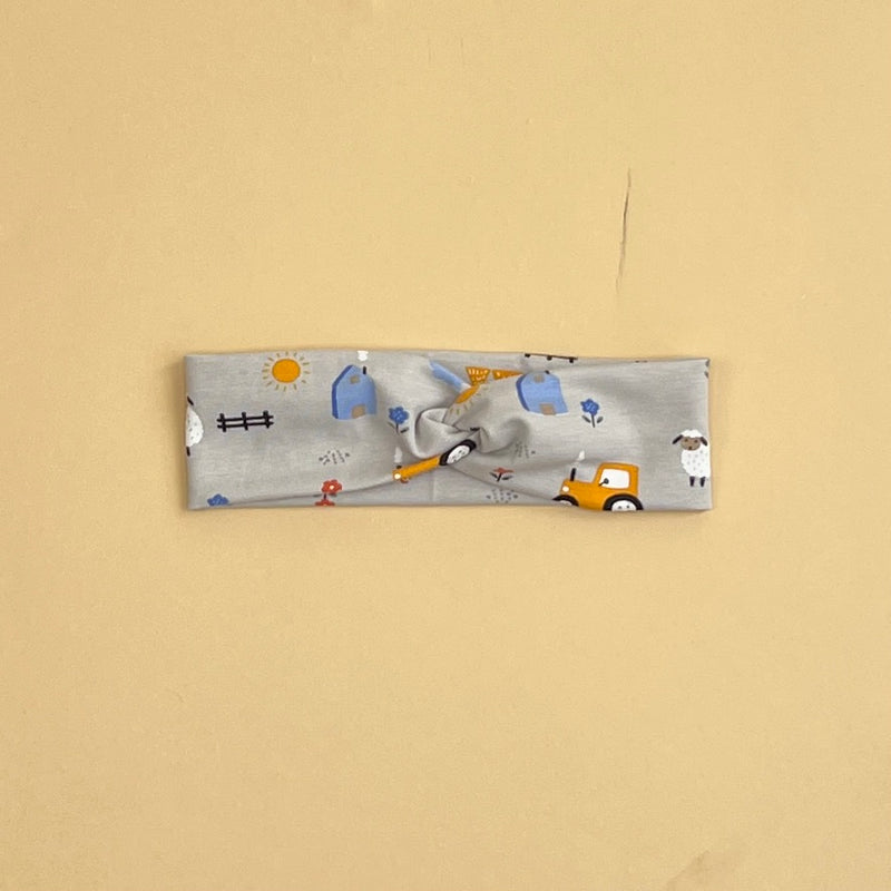 Grey Farmyard Baby and Children's Twist Headband
