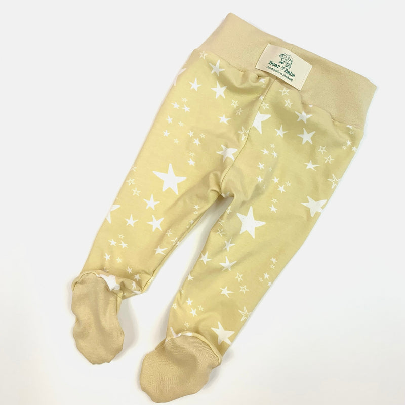 Yellow Stars Baby and Children's Footed Leggings