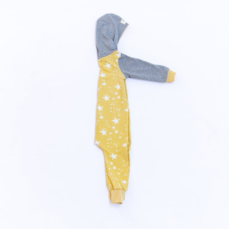 Yellow Stars Baby and Children's Hooded Romper
