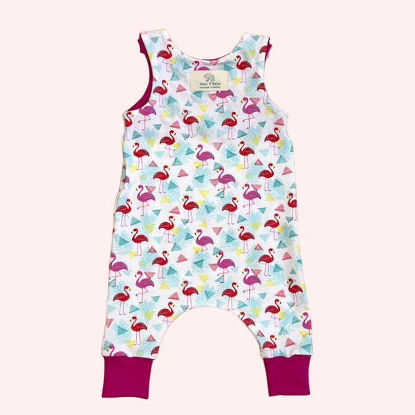 90s Flamingos Baby and Children's Romper