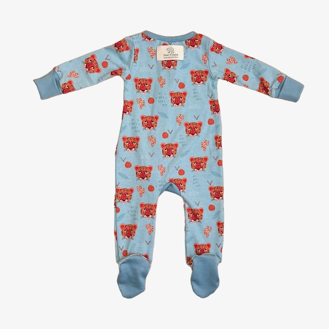 Aqua Leopards Baby and Children's Zip Sleepsuit