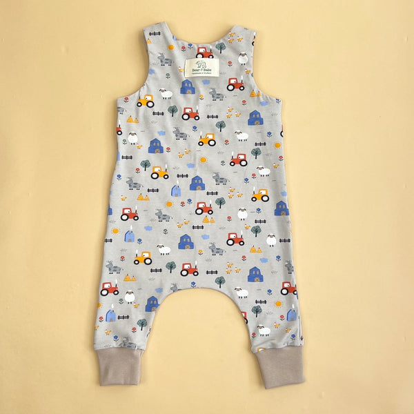 Grey Farmyard Baby and Children's Romper