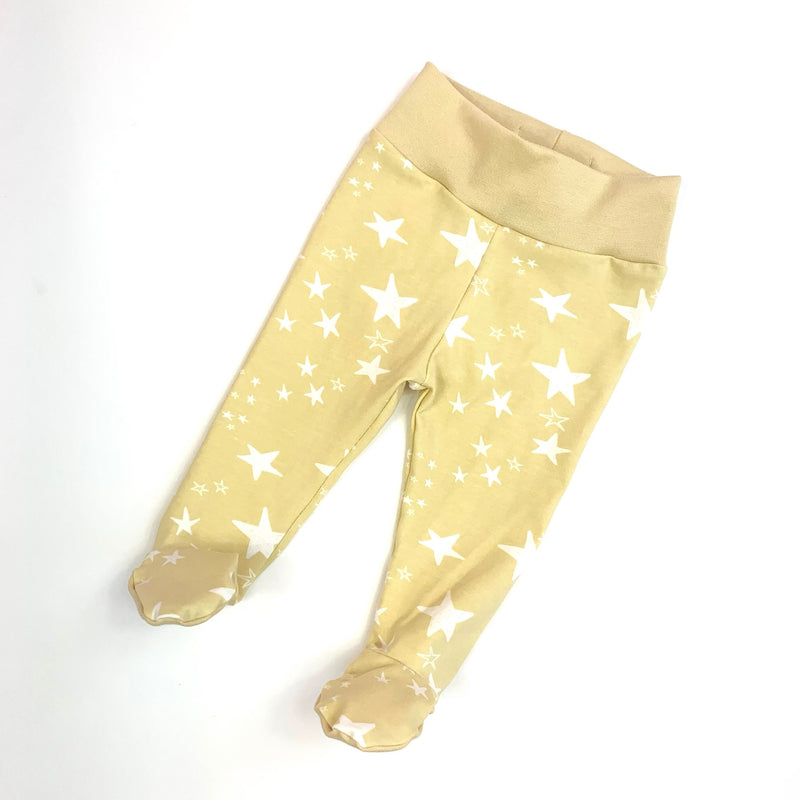 Yellow Stars Baby and Children's Footed Leggings