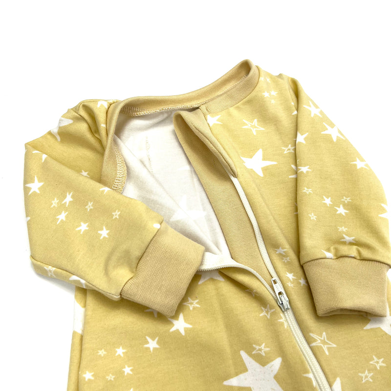 Yellow Stars Baby and Children's Zip Sleepsuit