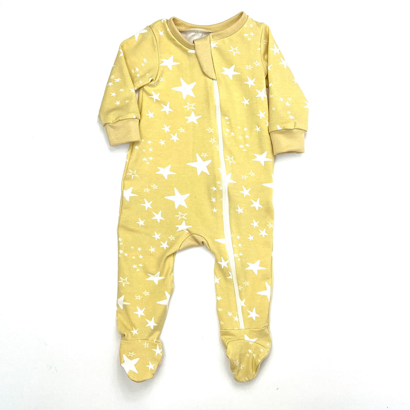 Yellow Stars Baby and Children's Zip Sleepsuit
